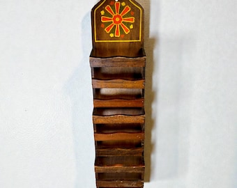 Vintage 1970s Wooden Wall Mail Organizer – Letter Holder, Retro