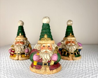 Vintage 90s Santa Claus Ceramic Bell: Retro Christmas Decor