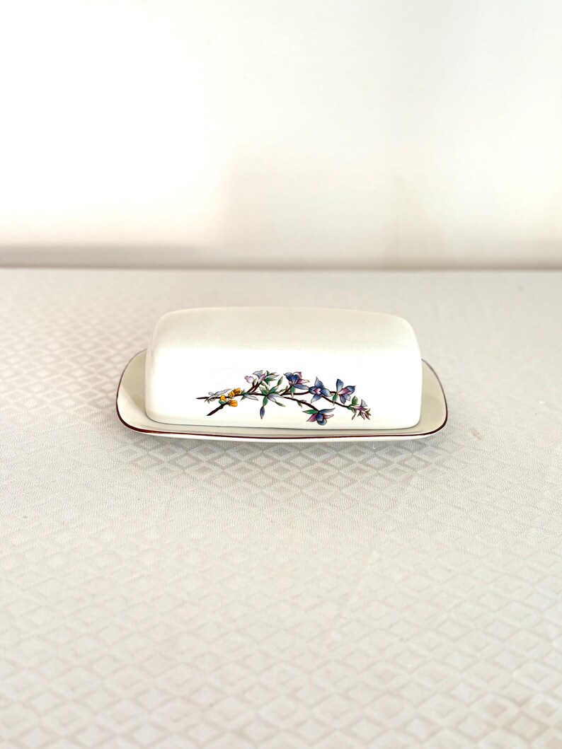 Vintage Butter Dish Woodhill Covered , Floral Porcelain image 10