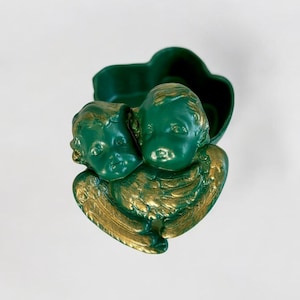 Vintage Scioto Keramik Cherub Trinket Box mit Gold Akzenten