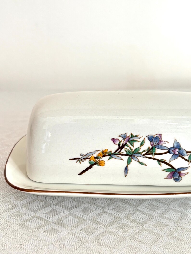 Vintage Butter Dish Woodhill Covered , Floral Porcelain image 7