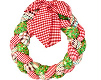 Vintage Fabric Christmas Wreath | Handmade