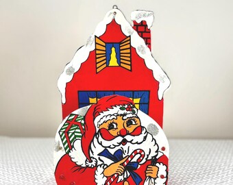 Vintage Santa Claus Christmas Card Holder – Mid Century Wooden
