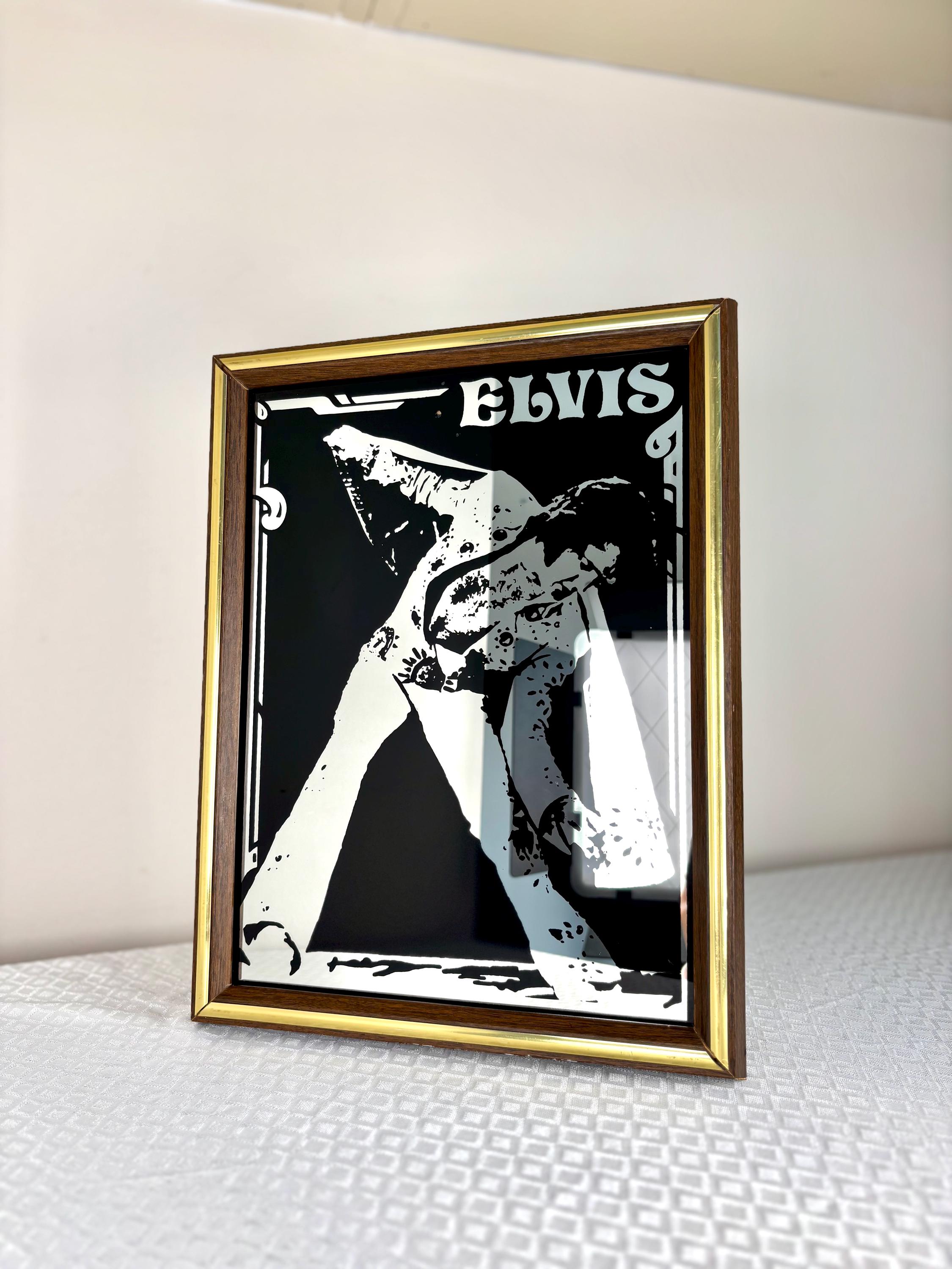 希少　エルビス・プレスリー パブミラー　レア　ビンテージ　アンティーク　木枠 Vintage Elvis Presley Mirror - Etsy