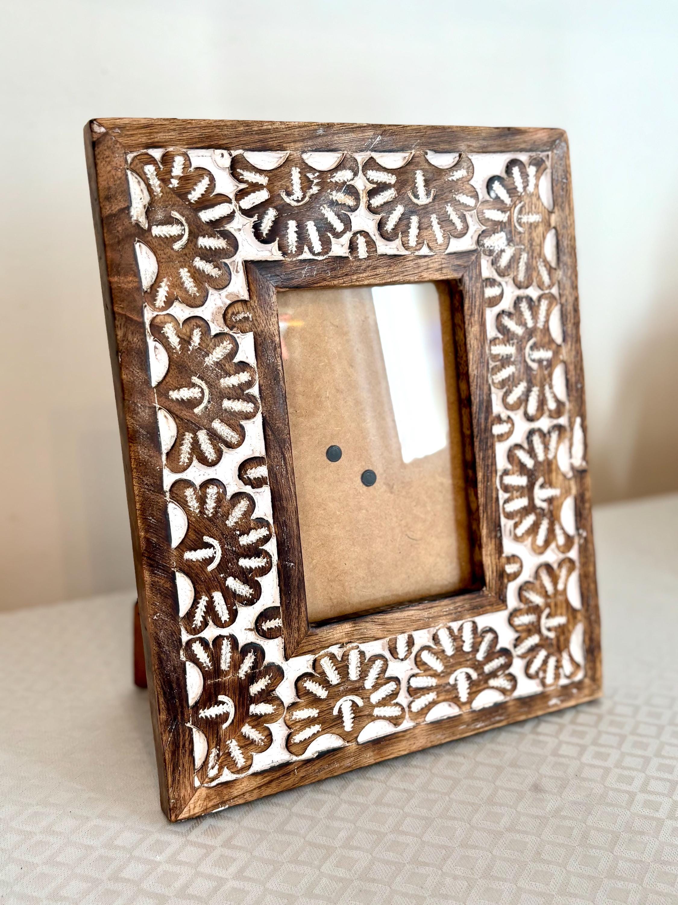 Handmade Wooden Picture Frame | 4x6 Floral Carved - Etsy