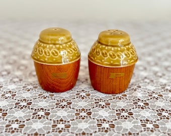 Vintage Mid-Century Salt and Pepper Shakers – Japanese Ceramic & Wood