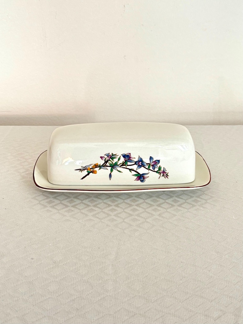 Vintage Butter Dish Woodhill Covered , Floral Porcelain image 8