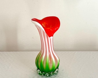 Vintage kunstglazen vaas in Murano-stijl | Handgeblazen