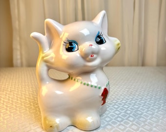 Vintage Lucky Cat Piggy Bank  Mid Century