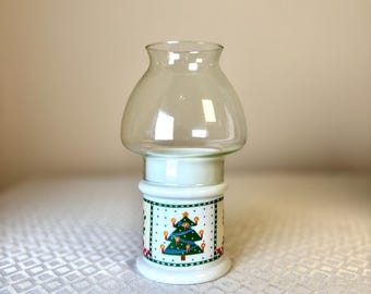 Vintage Hurricane Candle Holder Christmas Lamp | Porcelain | Cottagecore