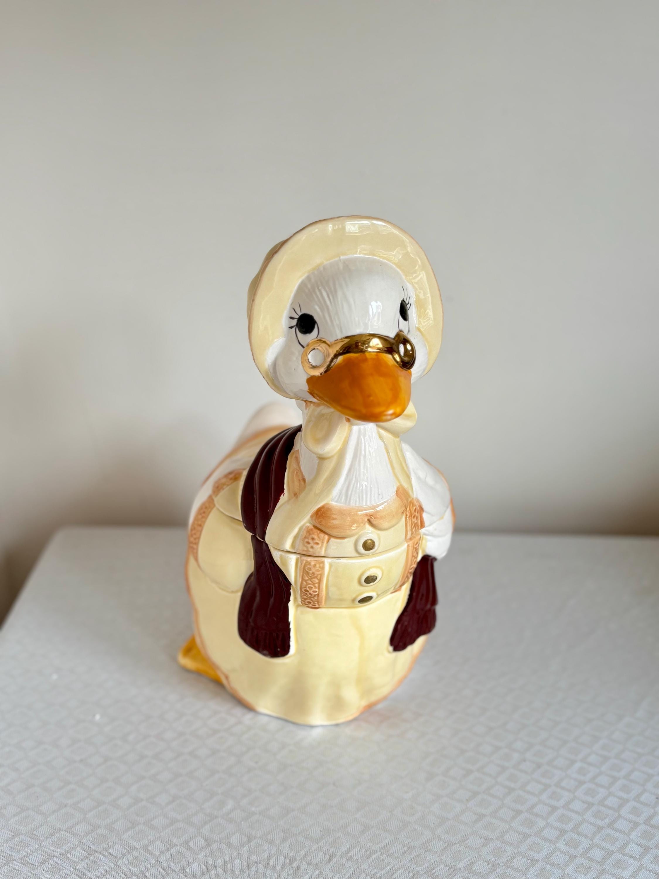 Vintage Mother Goose Cookie Jar: Ceramic Duck, Cottagecore Kitchen