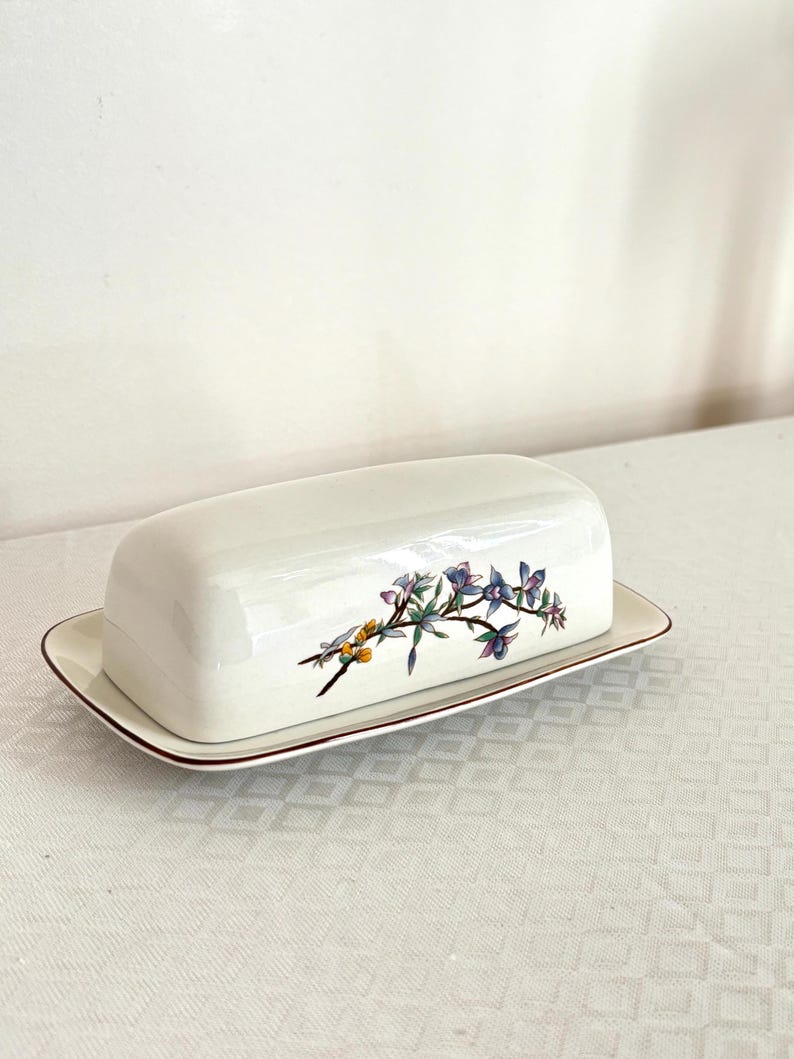 Vintage Butter Dish Woodhill Covered , Floral Porcelain image 5