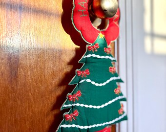 Vintage Quilted Christmas Door Knob Hanger | Fabric Holiday Decor | Cottagecore