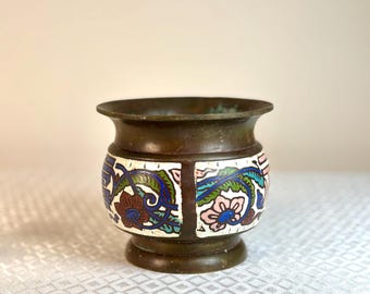 Antique Chinese Cloisonné Vase | Brass Enamel