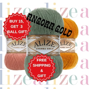 Filato Alize Angora Gold, Filato di lana, Filato per maglione all'uncinetto, Filato di mohair, Filato di pizzo, Lana d'angora, Filato per maglia, Filato per cardigan all'uncinetto, Calzini da dito