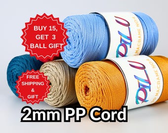 Cordón de macramé de poliéster de 2 mm para manualidades, fabricación de bolsos, cordón de crochet para bolsos, accesorios de regalo hechos a mano, cordón de macramé de poliéster PP para bolsos de crochet