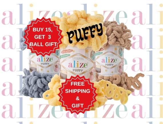 Alize puffy yarn, Baby kids blanket yarn, Loop yarn, Softly velvet yarn, No hook no needle, Finger easy to knitting yarn, Tv blanket yarn