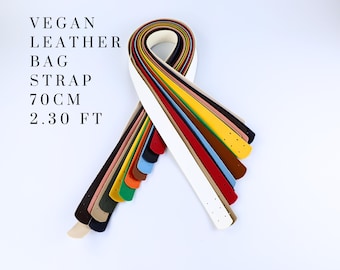 Vegan Leather Bag Straps - 70 cm (27.5''), Pre-Punched Straps for DIY Handbags & Knitted Bags, Craft Supplies, DIY Handbag Accessories