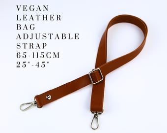 Bolsa transversal de couro sintético - Alça de ombro, Alças de bolsa de couro vegano, Alça de ombro ajustável de couro, Alças ajustáveis para bolsas de couro