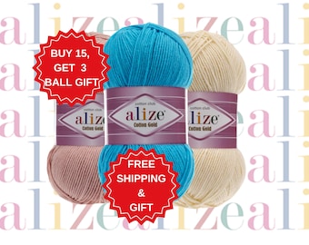 Hilo suave de algodón Alize Gold, hilo para hacer muñecas, hilo para suéteres de ganchillo, hilo de algodón premium, hilo para bolsos de ganchillo, hilo para amigurumi, hilo Ale