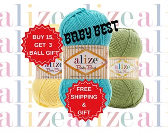 Alize Baby best yarn, Anti pilling yarn, Hypoallergenic yarn, Baby cardigan, Baby blanket, Acrylic bamboo yarns, Baby soft yarn, baby hat