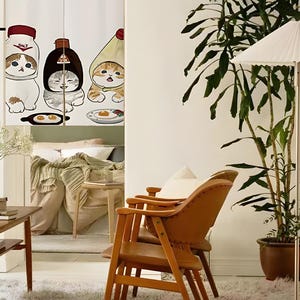 Cortinas de puerta personalizadas, más de 20 patrones, cortina de puerta de lino Noren, cortina con pintura de tinta china, panel Noren, cortina corta, cortina natural