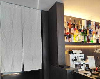 Custom Natural Linen Noren Curtain, 20+ Colors, Natural Color, Doorway Curtain, Japanese Door Curtain, 100% Linen Drape, Linen Room Divider