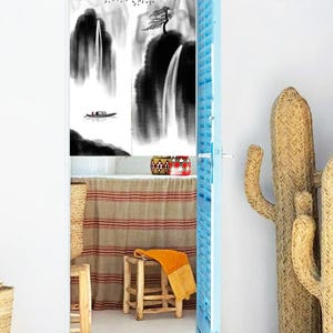 Custom Doorway Curtains, 20+ Patterns, Linen Noren Door Curtain, Chinese Ink Painting Curtain, Noren Panel, Short Curtain, Natural Curtain