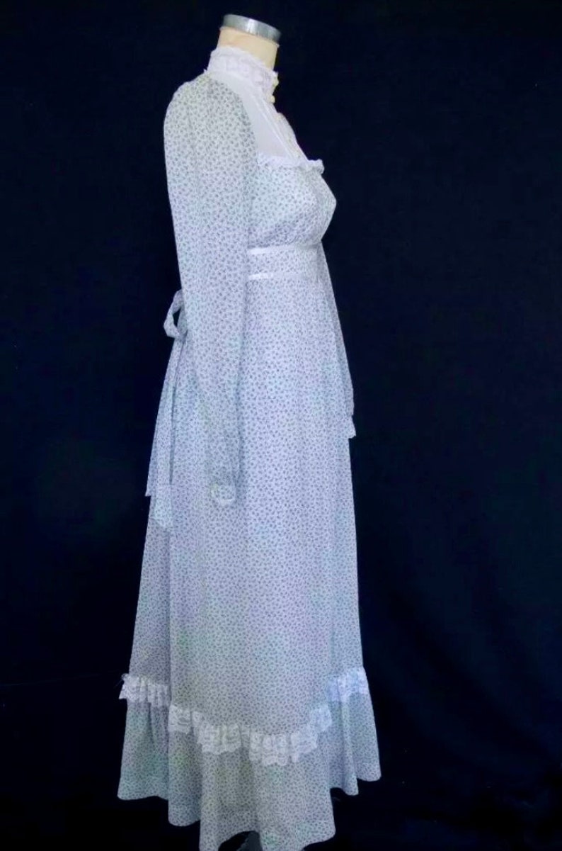 Vintage 70s Gunne Sax Maxi Prairie Dress: Blue Floral Calico and Lace ...