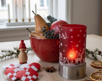 Vtg 2006 Tord Boontje for Target LED Flickering Candle w White Scene Red Glass