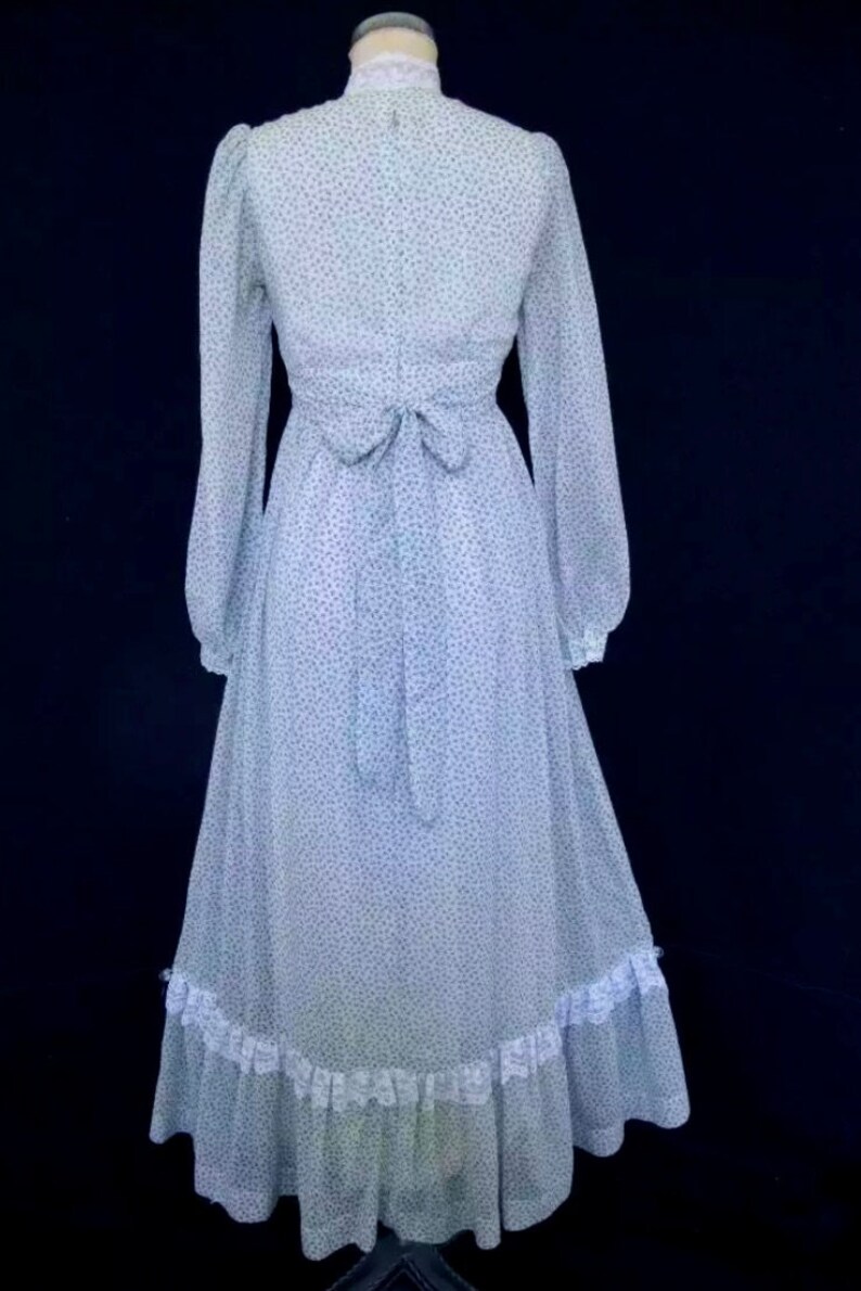 Vintage 70s Gunne Sax Maxi Prairie Dress: Blue Floral Calico and Lace ...