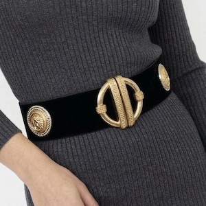 Vintage 90s leather statement medallion belt 90s Medallion Belt - Etsy main image 3