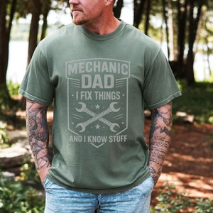 Mechanic Dad Shirt, Mechanic Gifts, Repair Man Shirt, Funny Dad Shirt, Car Guy Gift, Mechanic Tee for Father's Day Moss