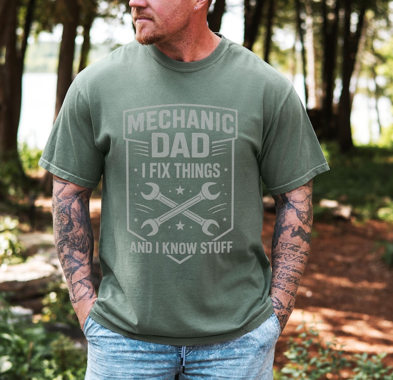 Mechanic Dad Shirt, Mechanic Gifts, Repair Man Shirt, Funny Dad Shirt, Car Guy Gift, Mechanic Tee for Father's Day Moss