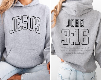 Christian Hoodie, Jesus John 3:16 Sweatshirt, Bible Verse Hoodie, Religious Faith Hoodie, Pastor Gift, Sizes S-5XL