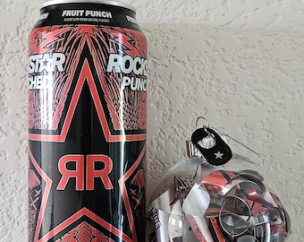 Upcycled Soda Can Ornament from Rockstar Punched Fruit Punch Flavor Cans