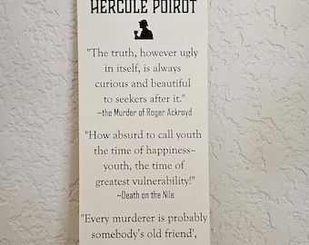 Hercule Poirot Quotes Bookmark with Wine Ribbon
