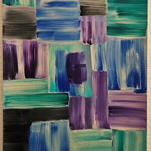 Dipinto astratto originale, "End Caps" firmato 12x18 Arte senza cornice ~ Acrilico su carta firmato dall'artista MM Eskelin