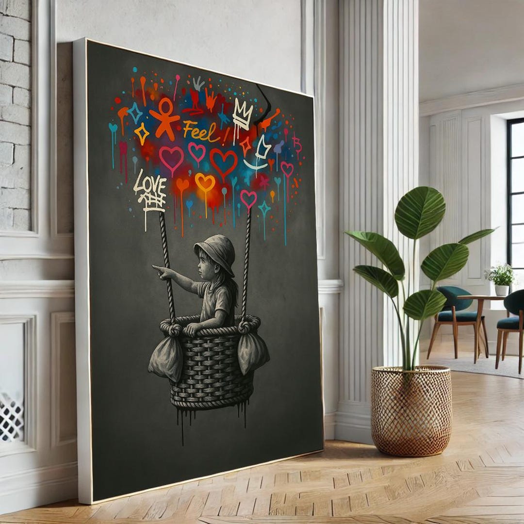 Balloon Street Art Canvas – Urban Graffiti Style Wall Decor, Colorful ...