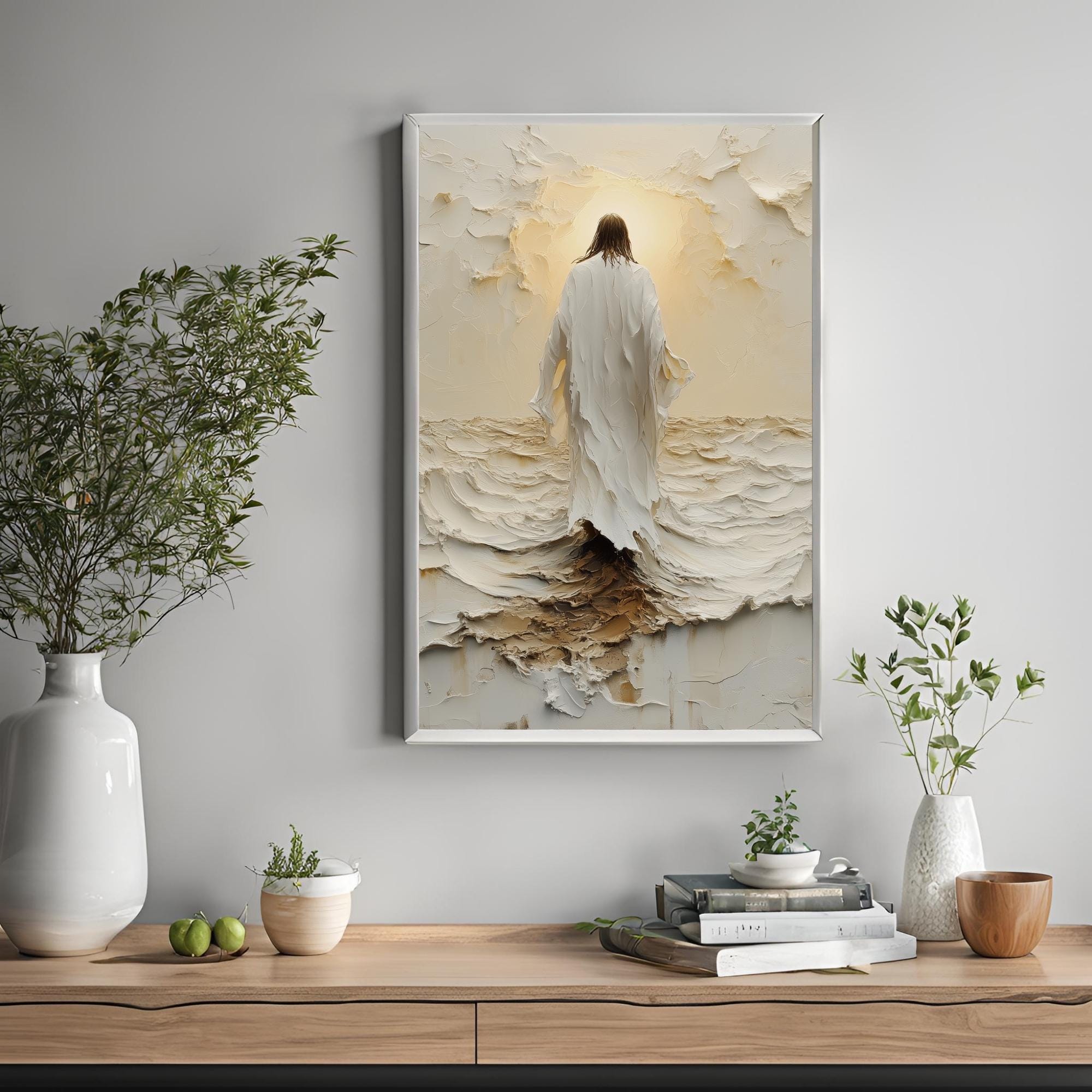 Abstract Jesus Christ and Cross Modern Canvas Wall Art - Contemporary ...