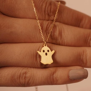 Cute Ghost 14K Gold Necklace, Ghost Jewelry For Women, Ghost Pendant Necklace, Halloween Necklace, Gift For Women, Birthday Gift For Her