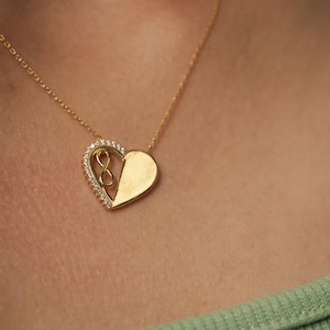 Infinity Heart 14K Gold Necklace For Women, Heart Necklace, Infinity Heart Jewelry, Anniversary Gift For Her, Jewelry Gift For Loves One