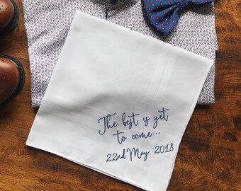 Cotton Anniversary Gift, Personalised Anniversary Gift, Wedding Anniversary Gift for Him, Cotton Anniversary Handkerchief & Gift Box