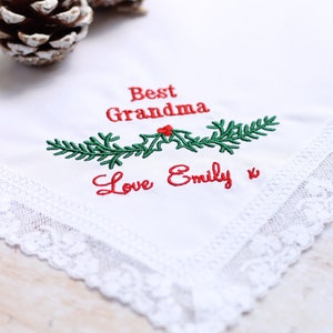 Personalised Grandma Gift, Grandma Gift Idea, Personalised Christmas Grandma Gift, Handkerchief Grandma Christmas Gift In Gift Box image 1