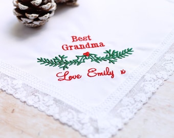 Personalised Grandma Gift, Grandma Gift Idea, Personalised Christmas Grandma Gift, Handkerchief - Grandma Christmas Gift - In Gift Box