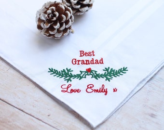 Personalised Grandad Gift, Grandad Gift Idea, Personalised Christmas Grandad Gift, Grandad Christmas Gift - Grandad Handkerchief In Gift Box