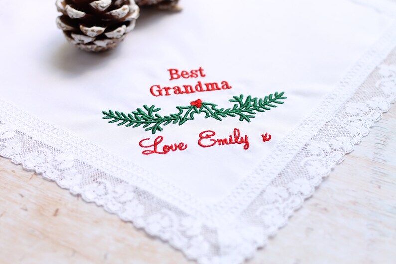 Personalised Grandma Gift, Grandma Gift Idea, Personalised Christmas Grandma Gift, Handkerchief Grandma Christmas Gift In Gift Box image 1