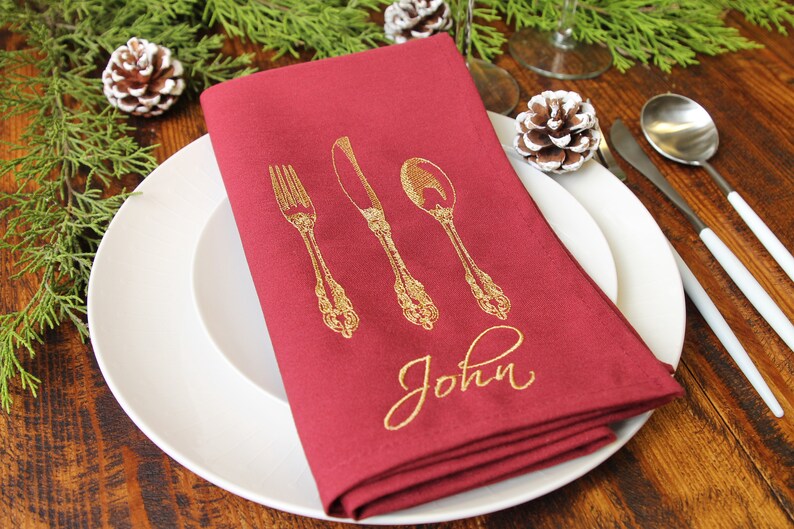 Christmas Napkin Personalised Napkin Red Napkin Christmas Etsy