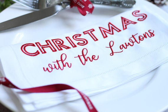 Christmas Napkin Linen Napkin Personalised Napkin Place Etsy
