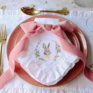 Easter Napkin, Easter Bunny Napkin, Ruffled Napkins, Washed Linen Napkin, Frilly Napkin, Easter Table Linen, Easter Tablescape Decor